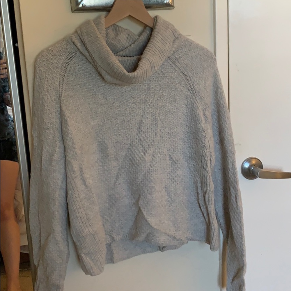 Gray turtleneck sweater